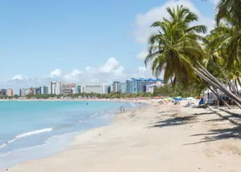 View of Ponta Verde in Maceio, Alagoas, Northeast of Brazil