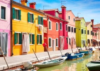Colourful houses - Burano Island near Venice, Italy.