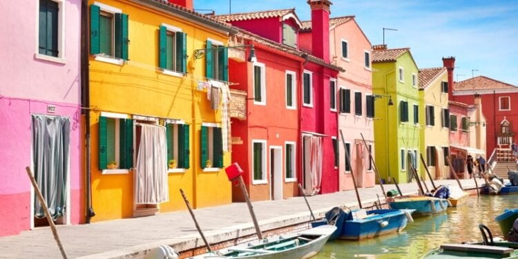 Colourful houses - Burano Island near Venice, Italy.