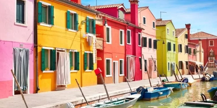 Colourful houses - Burano Island near Venice, Italy.