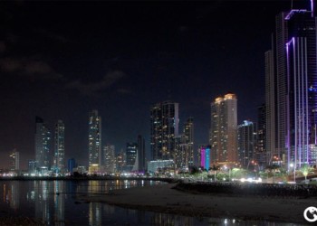 Skyline view of Panama City, Panama at night