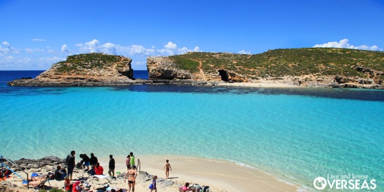 beachgoers on the beach in Malta