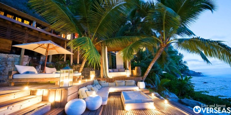 the terrace of a luxury beach home in Costa Rica