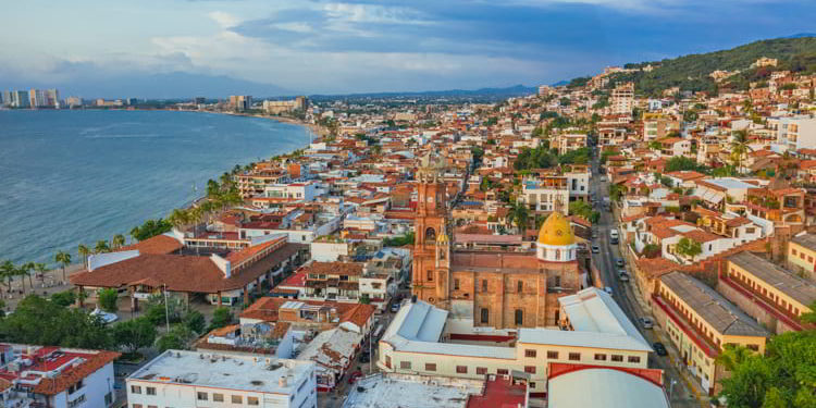 A view of Puerto Vallarta, Mexico during a cloudy afternoon