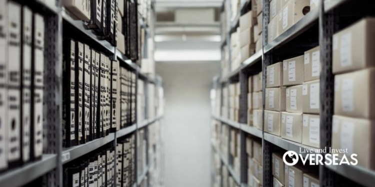 packages on shelves in a post office