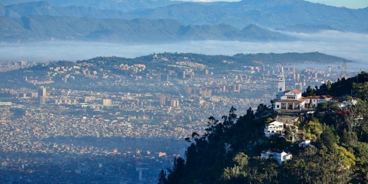 Aerial view across Bogota, Colombia