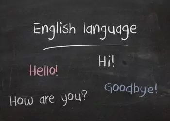 Blackboard showing english language lesson