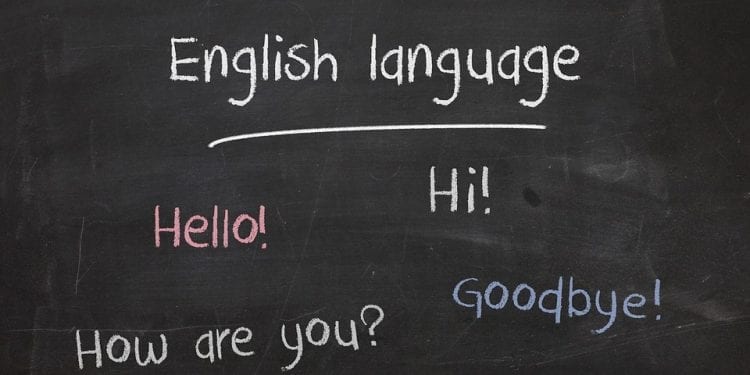 Blackboard showing english language lesson