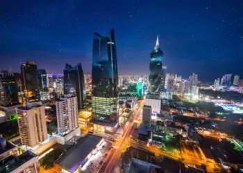 Skyscrapers in Panama City, Panama at night