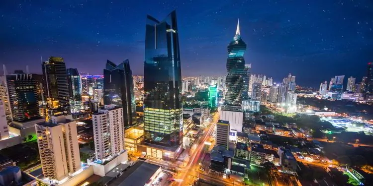 Skyscrapers in Panama City, Panama at night