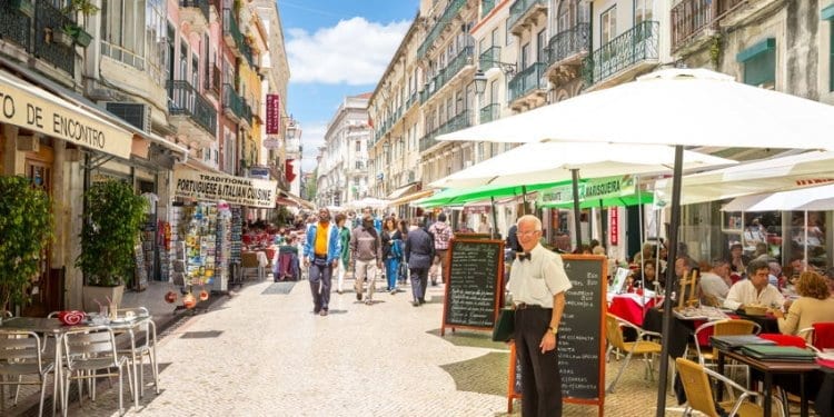 A busy street in Lisbon, Portugal