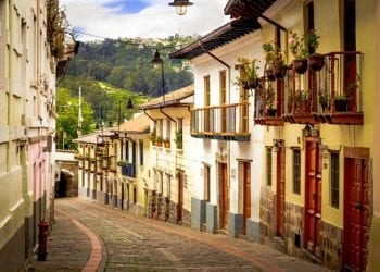 Quiet street with in La Ronda, Quito, Ecuador