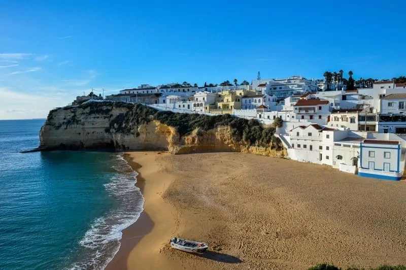 Carvoeiro town and beach in the Algarve, Portugal.