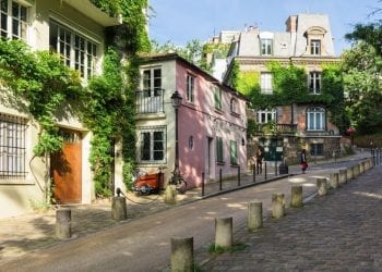A quiet, shady street in Monmartre, Paris
