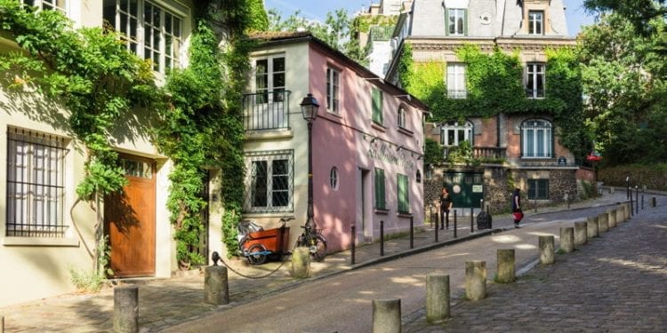 A quiet, shady street in Monmartre, Paris