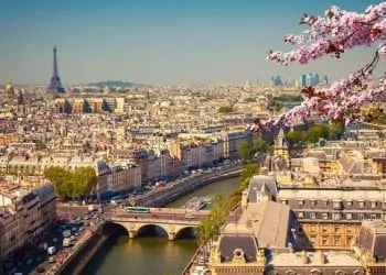 A view across Paris, France during the springtime. Interesting city nicknames