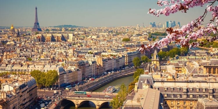 A view across Paris, France during the springtime. Interesting city nicknames
