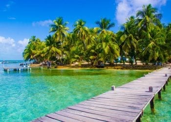 more to belize a pontoon over Caribbean Sea
