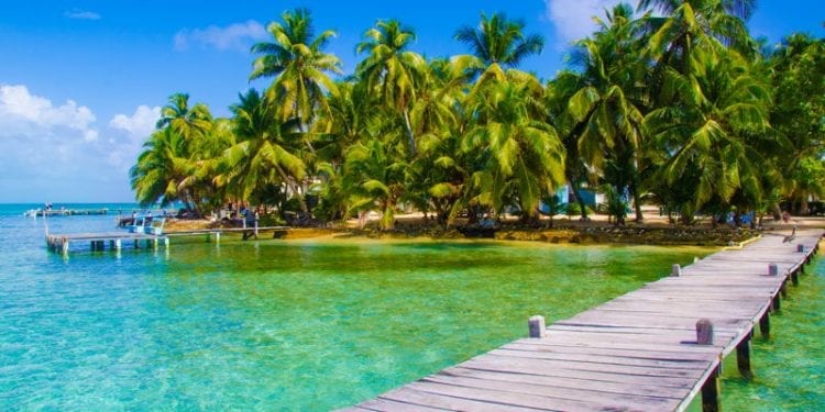more to belize a pontoon over Caribbean Sea