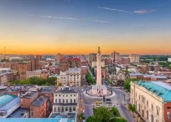 baltimore cityscape at sunset