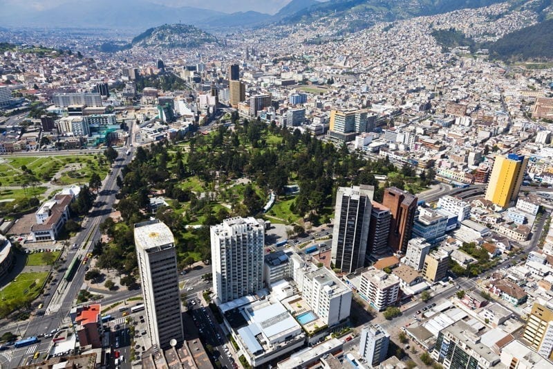 quito ecuador aerial view of the city