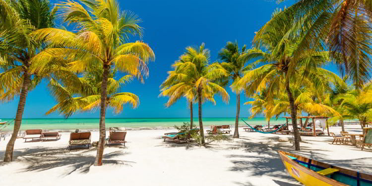 Tropical beach setting on Isla Holbox, Mexico