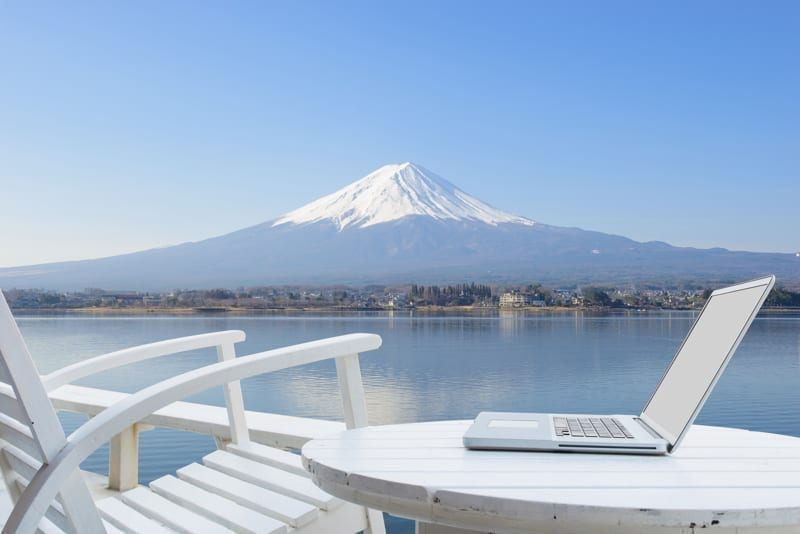 Mobile office at Mount Fuji, Japan.