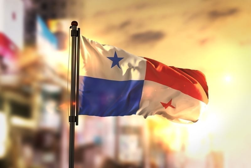 Panama Flag Against City