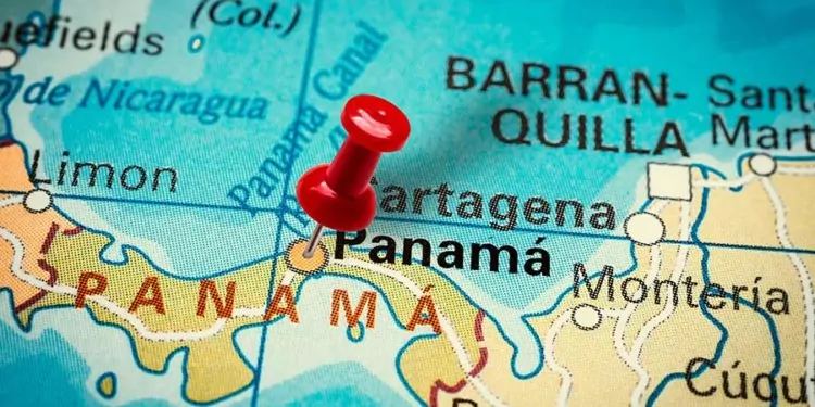 A map of Panama with a pin pointing to Panama City. los islotes