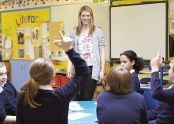 Classroom with students and teacher 350x250