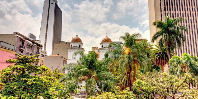 Central square in Medellin, Colombia