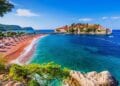 Old historical town and resort on Sveti Stefan, Montenegro.
