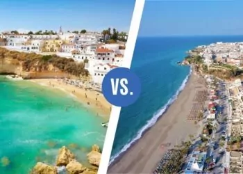Coast In The Algarve, Portugal, Versus Costa Del Sol, Spain