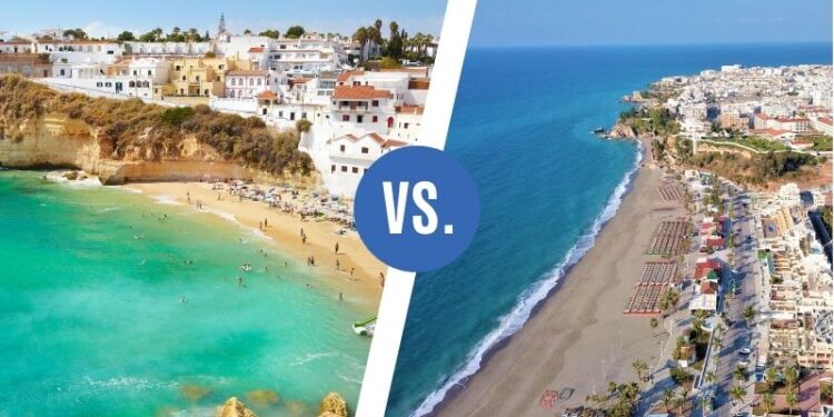 Coast In The Algarve, Portugal, Versus Costa Del Sol, Spain