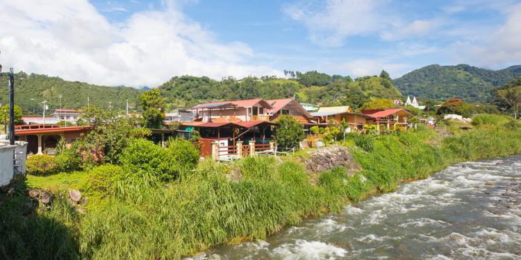 Panama Boquete Caldera creek view from the bridge in a sunny day