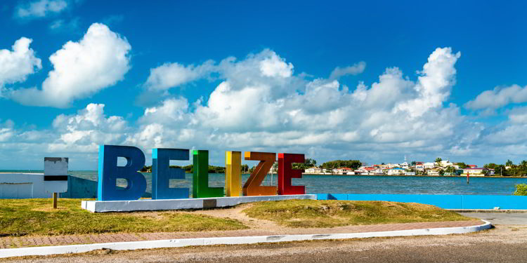 Welcome to Belize Sign at the Caribbean Sea