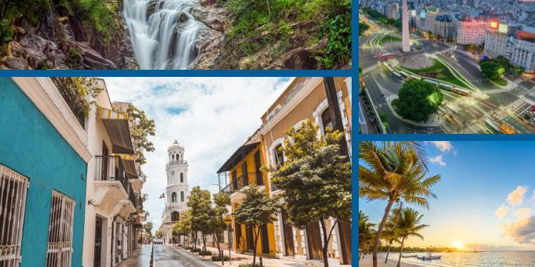 A grid with several Latin American countries