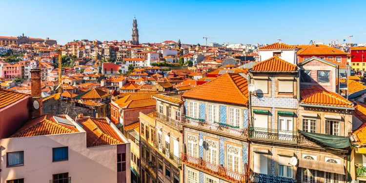 Panorama of the city of Porto in Portugal