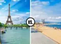 Paris, France to the left and Barcelona, Spain to the right