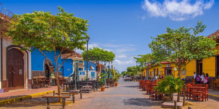 Colorful street in Granada Nicaragua