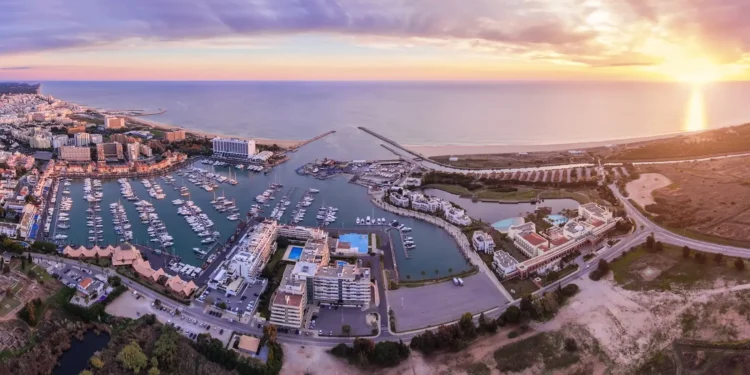 Panorama from the sky, tourist resort in Vilamoura, Portugal