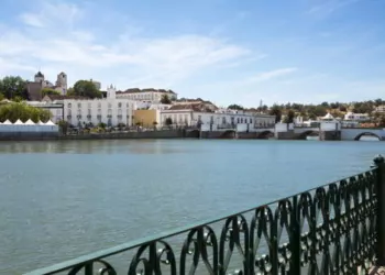 View of Tavira across the river Gilao