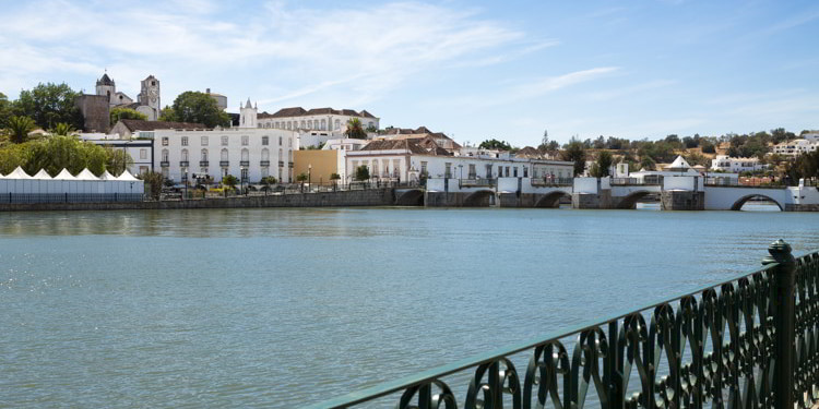 View of Tavira across the river Gilao