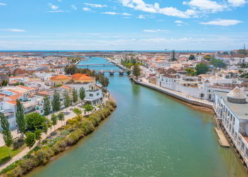 Aerial view of Portuguese town Tavira