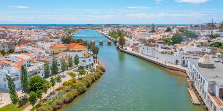 Aerial view of Portuguese town Tavira