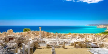 Achilles' House Kourio Basilica at The Sanctuary of Apollo at the Kourion World Heritage Archaeological site near Limassol Cyprus