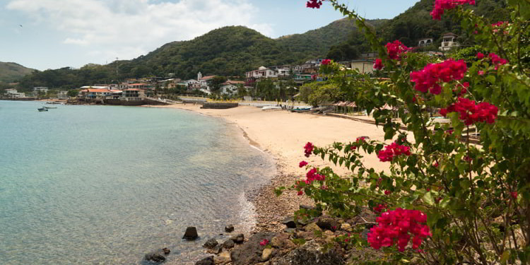 Horizontal view of coast and beach of Isla Taboga, Panama City, Panama