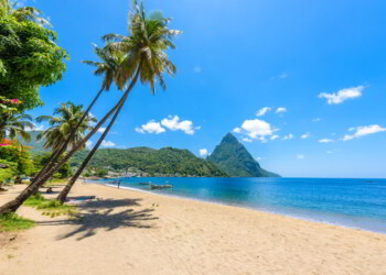 Beautiful beach in St. Lucia in the Caribbean