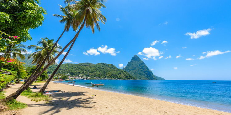 Beautiful beach in St. Lucia in the Caribbean