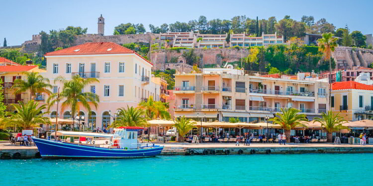 Panoramic view of the beautiful city of Nafplio, Greece